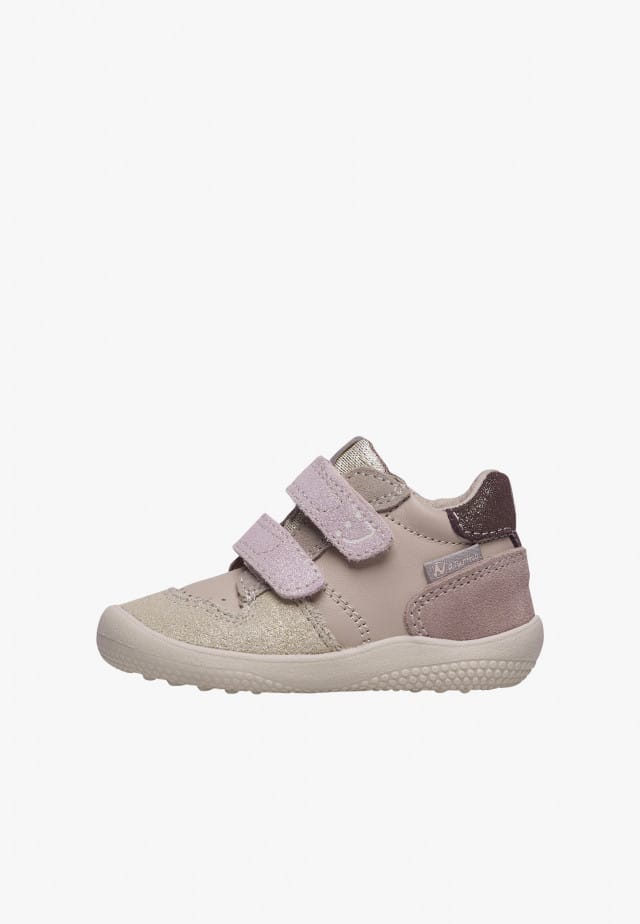 NATURINO FINAY VL.Lauflernschuhe aus Leder und Veloursleder mit Glitzer, Puderrosa