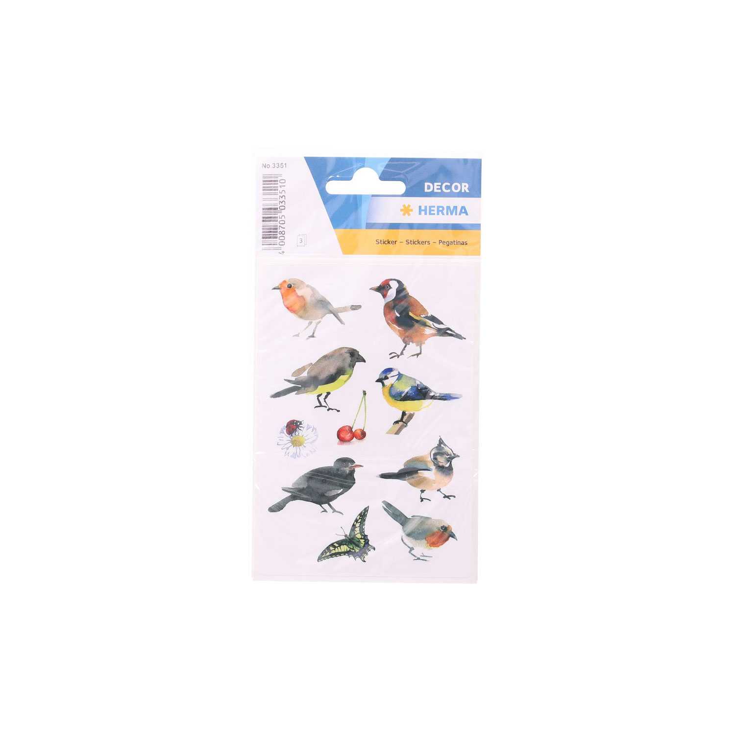 Herma Sticker Vögel Aquarell 3 Blatt