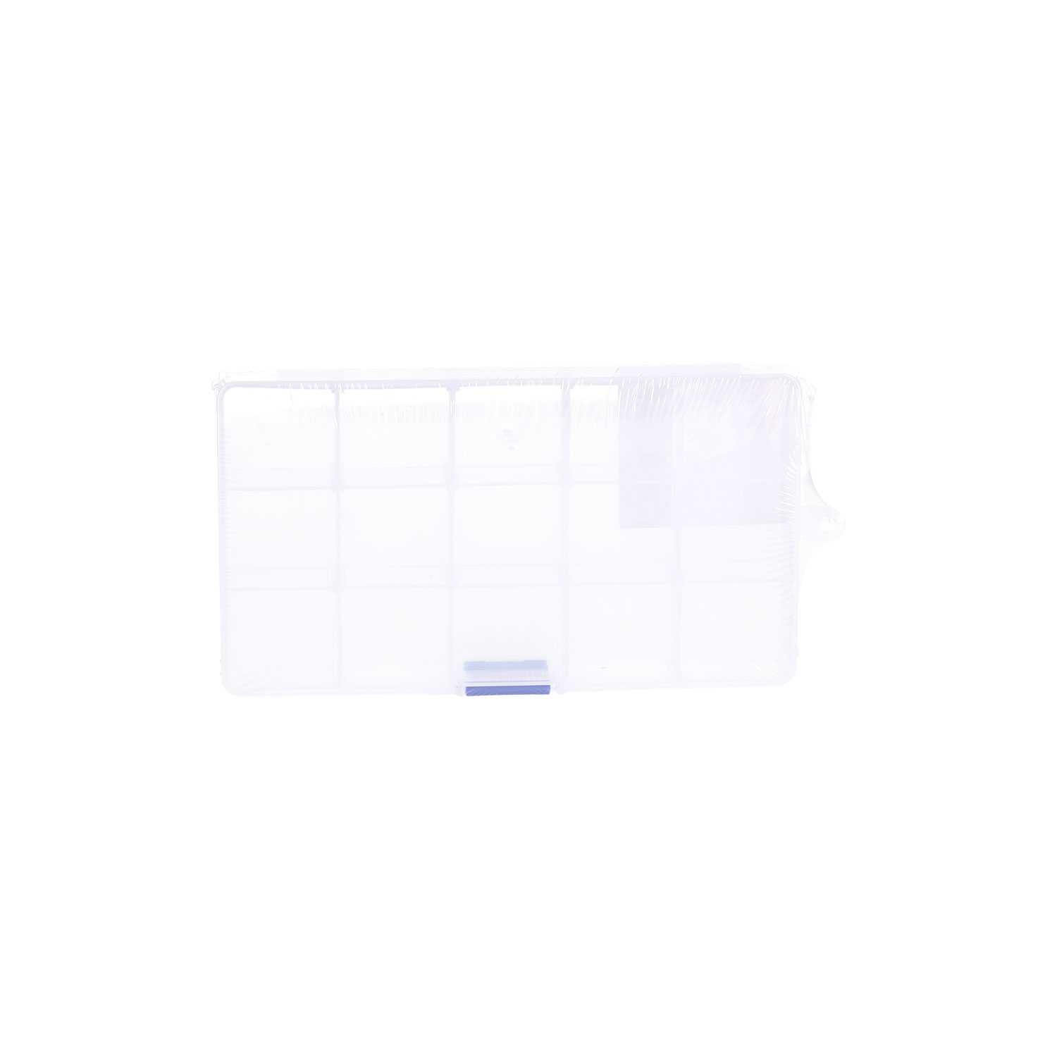 Aufbewahrungsbox aus Kunststoff mit 15 Fächern transparent 17 x 10 cm