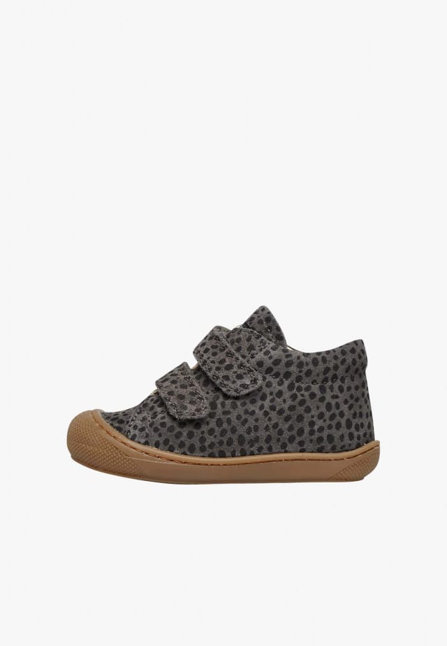 NATURINO COCOON VLLauflernschuhe aus Veloursleder mit Pony-Print, Anthrazit-Schwarz