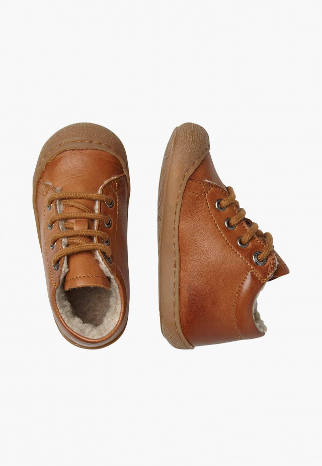 NATURINO COCOONLauflernschuhe aus Leder mit Wollfutter, Cognac