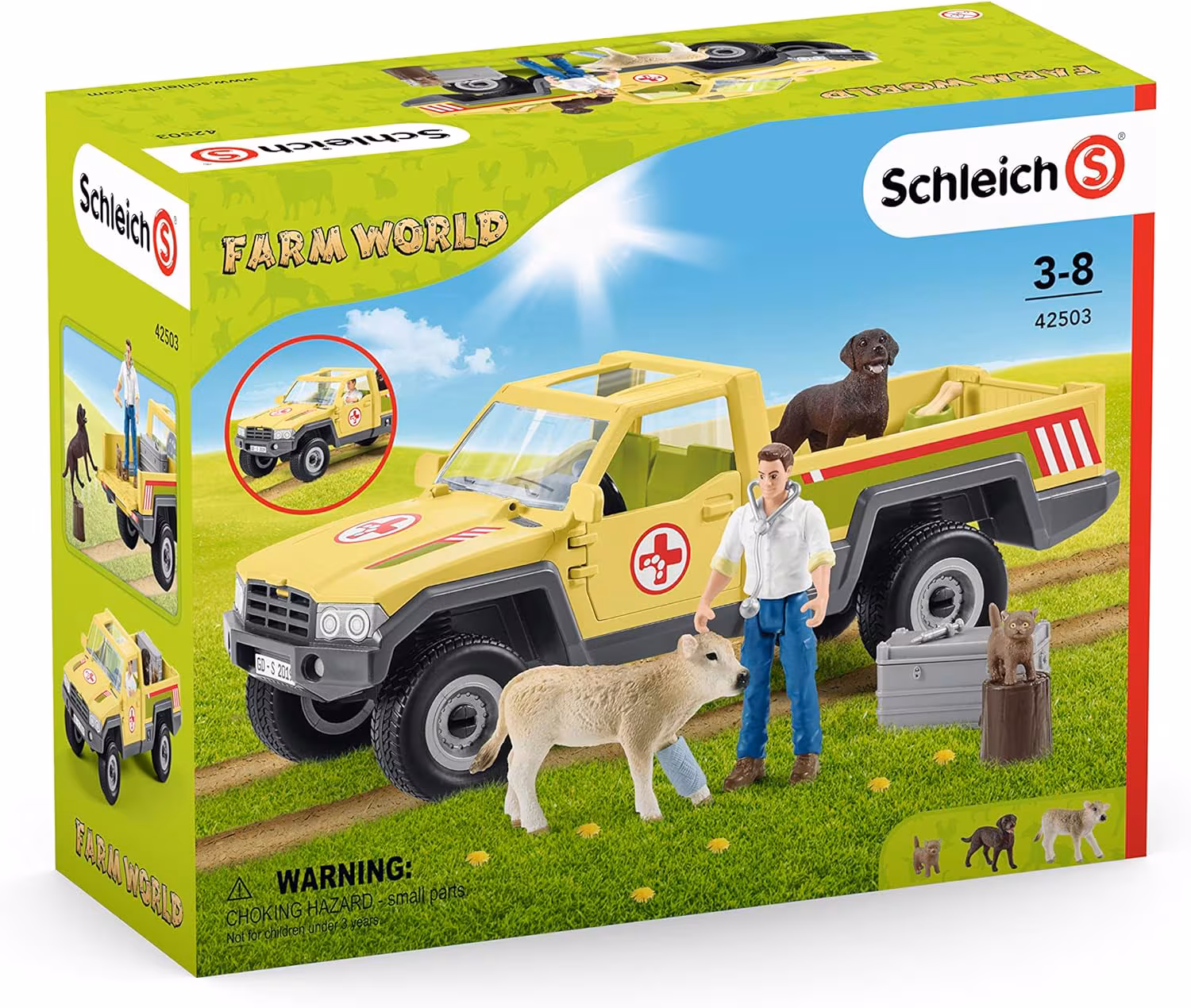 Schleich Farm World Set - Tierarztbesuch auf dem Bauernhof + Picknick mit kleinen Haustieren
