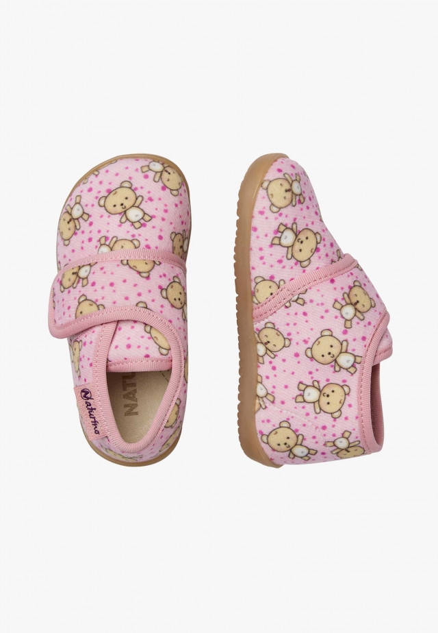 NATURINO HOMEHausschuhe aus Stoff mit Bärchen, Rosa