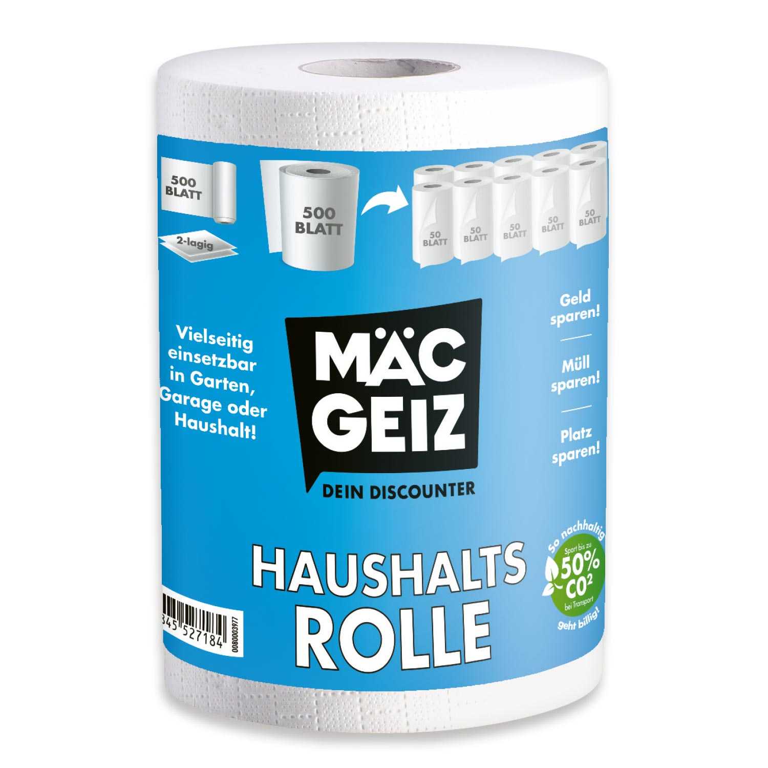 Haushaltsrolle *Mäc Geiz* 500Blatt 2lagig