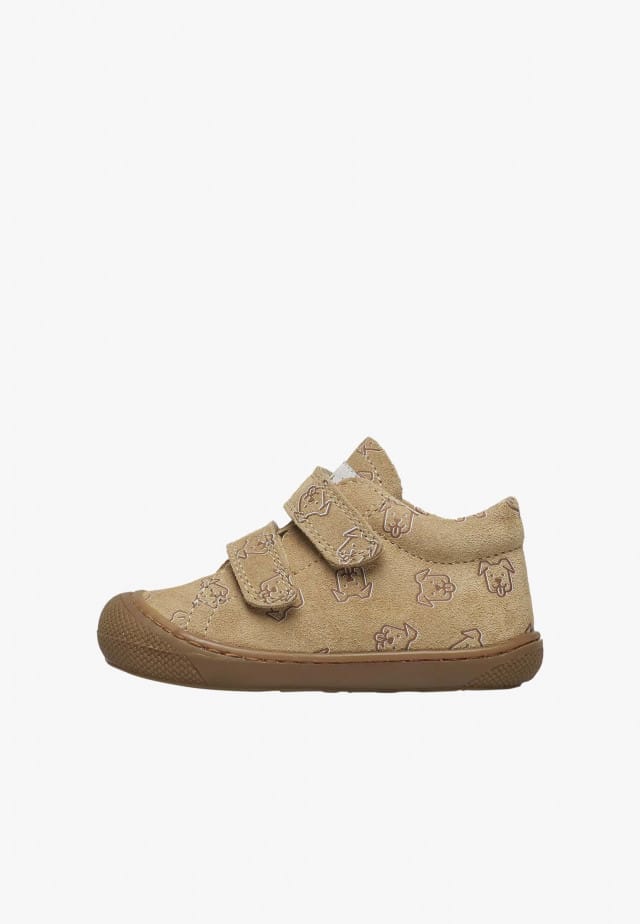 NATURINO COCOON VLLauflernschuhe aus Veloursleder mit Hundedruck, Beige