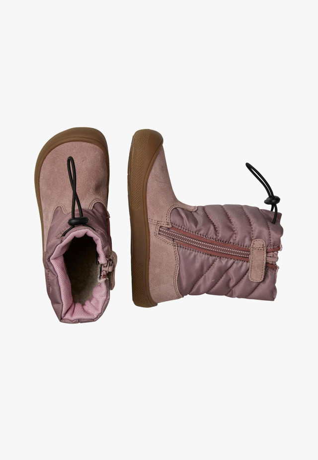 NATURINO BISQUI ZIP WPBarfußstiefel aus Veloursleder und Stoff, Rosa