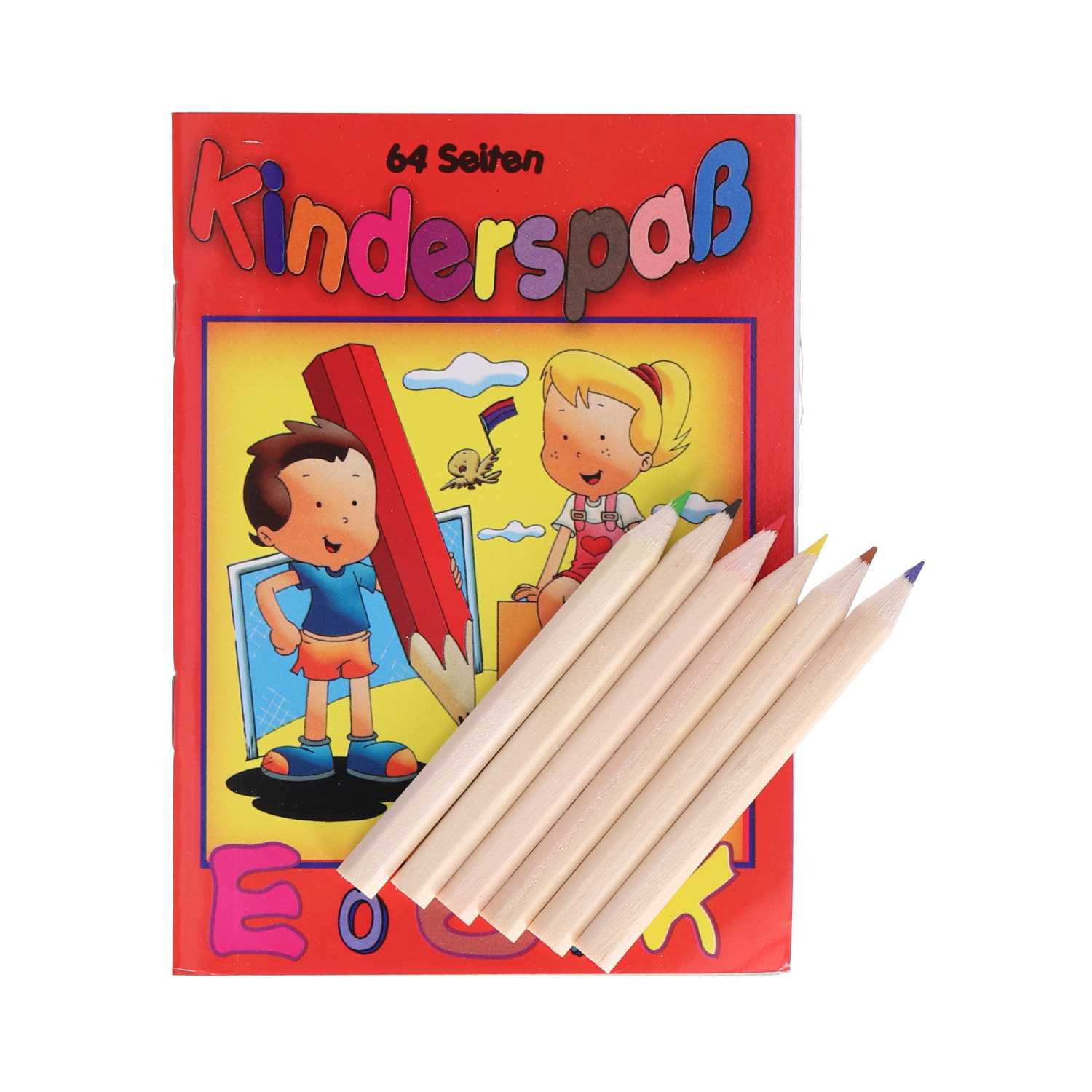 Mal- & Rätselbuch Kinderspaß DIN A6 inkl. 6 Malstifte