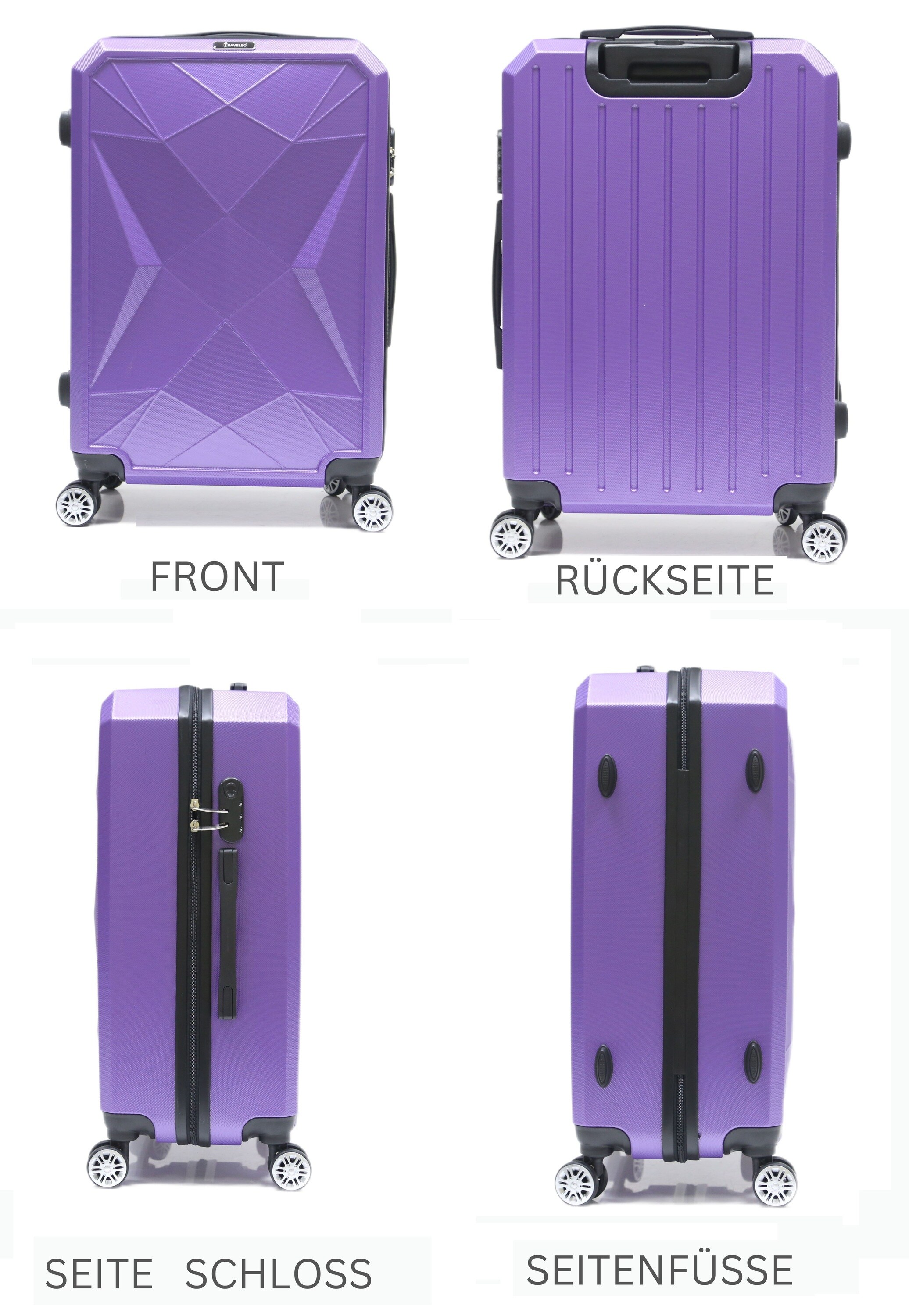 Reisekoffer ABS-03 Koffer 3-teilig Hartschale Trolley Set Kofferset Ha