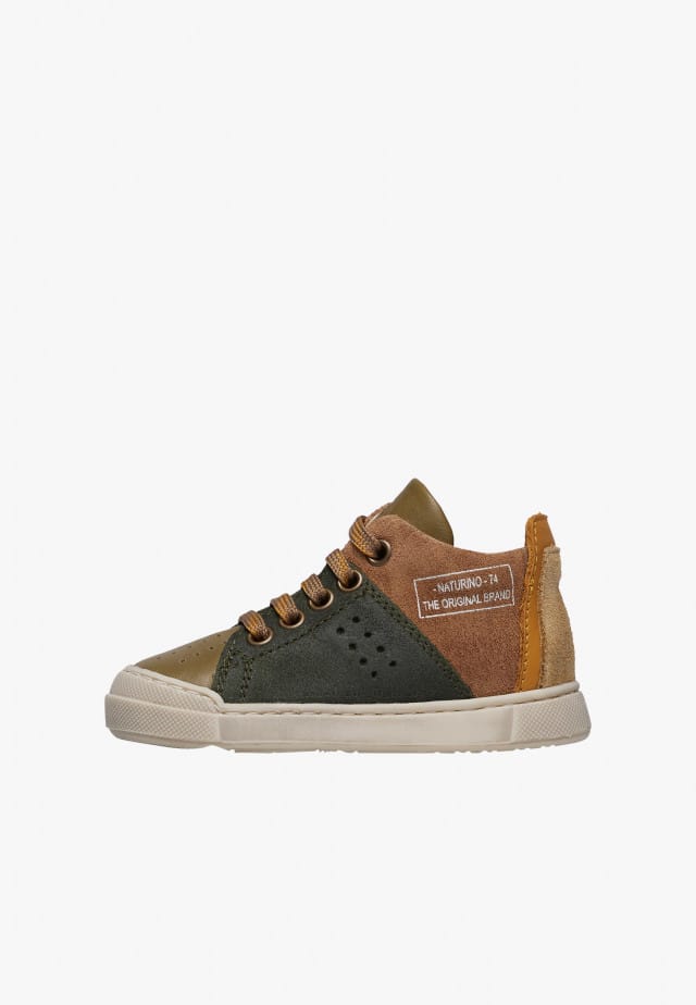 NATURINO TRAJAN HIGH ZIPSneakers aus Leder und Veloursleder, Braun-Marineblau