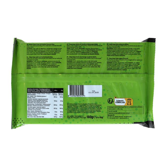 Waffel Choco Snapz Hazelnut, 180g von Snazzles