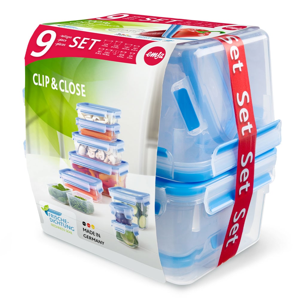 CLIP & CLOSE Frischhaltedosen 9er-Set