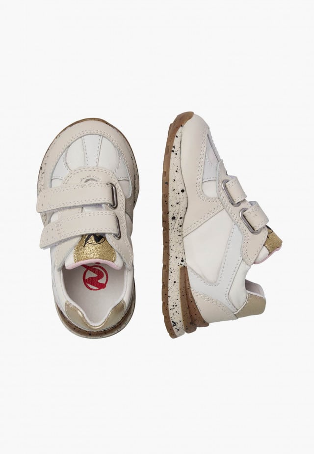 NATURINO ZIMMY VL.Sneakers aus Veloursleder und technischem Gewebe, Weiß-Platin