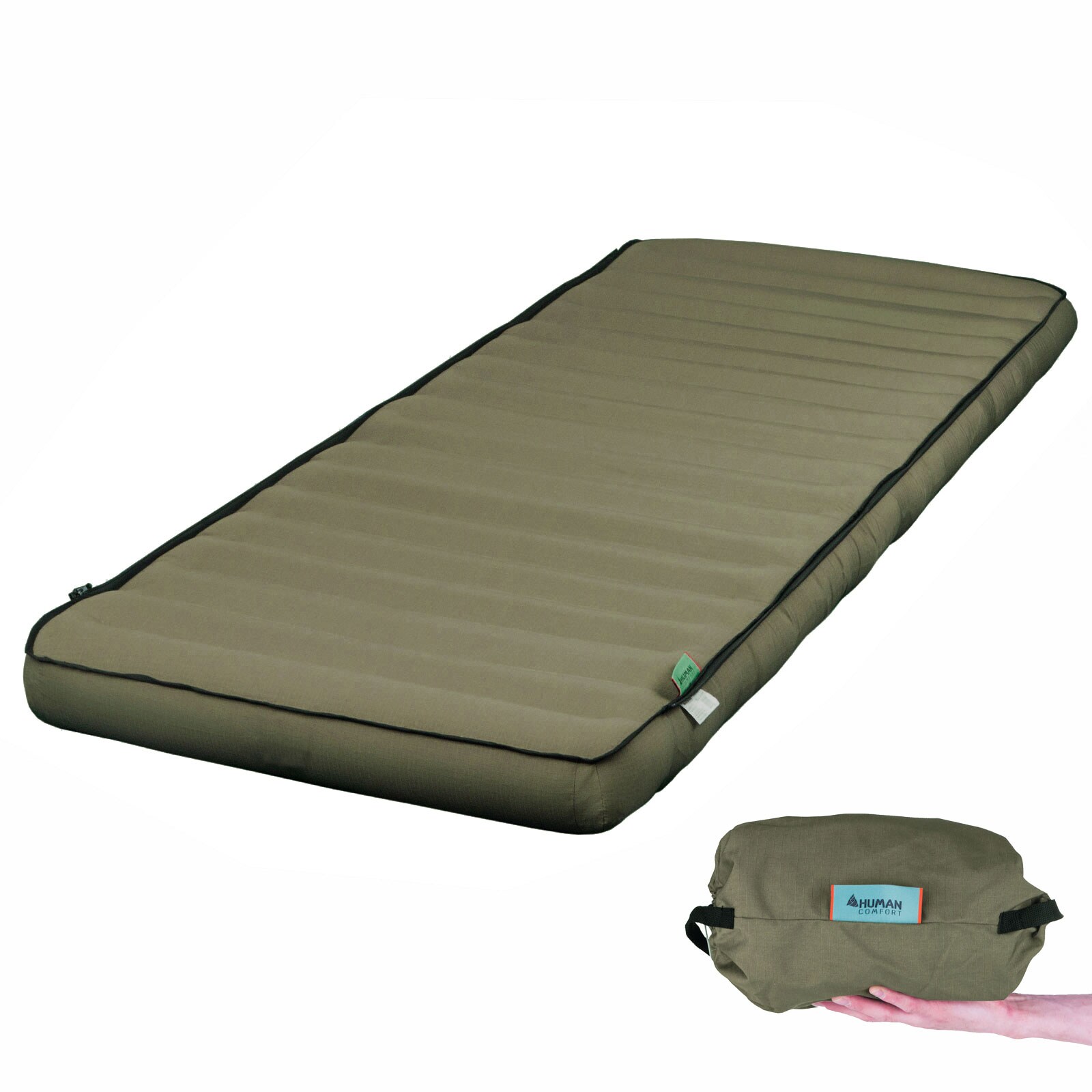 HUMAN COMFORT Luft Bett Chatou Isomatte Kasten Matratze Gäste 100% Baumwolle Farbe: Grün