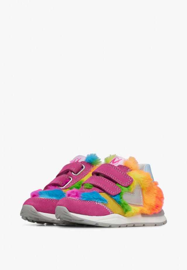 NATURINO QUELLY VL.Sneakers aus Veloursleder und Wolle, Fuchsia