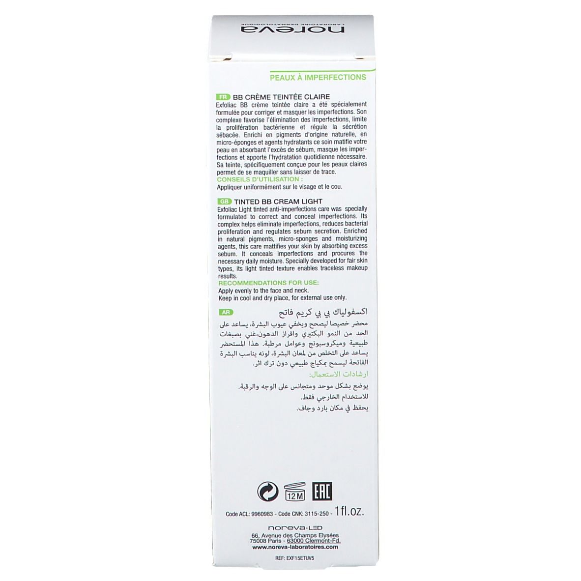 noreva Exfoliac® getönte BB-Creme hell