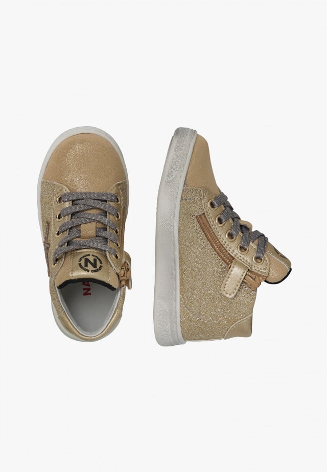 NATURINO PINN HIGH ZIP.Knöchelschuhe aus Leder und Veloursleder, Platin