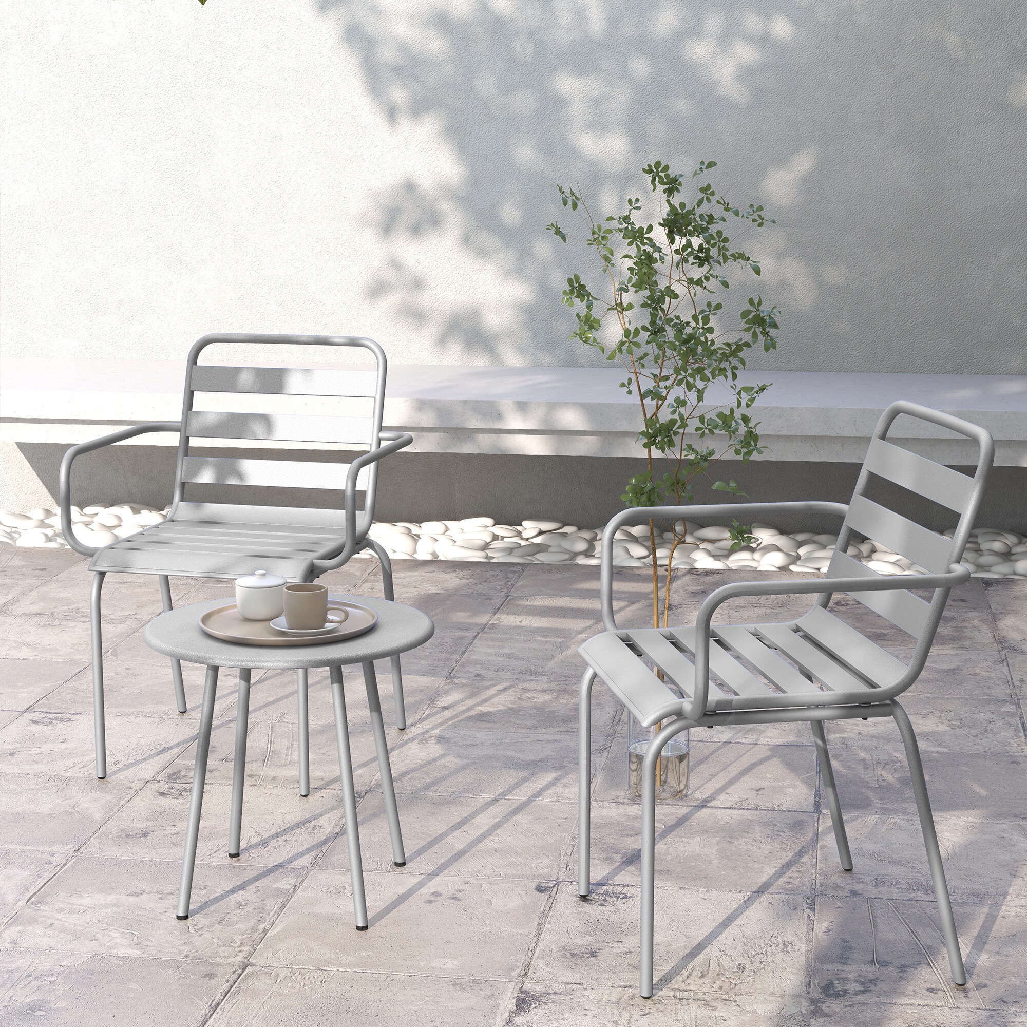 Outsunny Gartenmöbel-Set mit 2 Stühlen grün 51L x 58B x 78H cm
