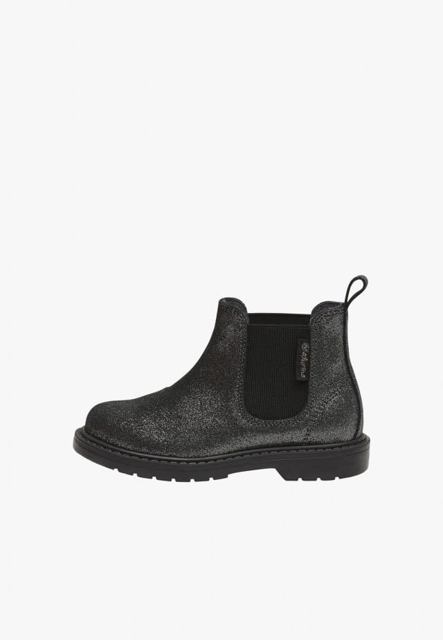 NATURINO PICCADILLYStiefeletten aus glitzerndem Veloursleder, Schwarz