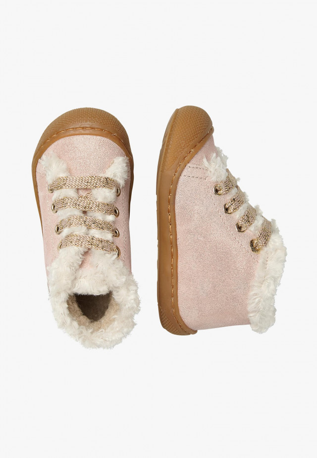 NATURINO LALLITLauflernschuhe aus Veloursleder und Wolle, Rosa