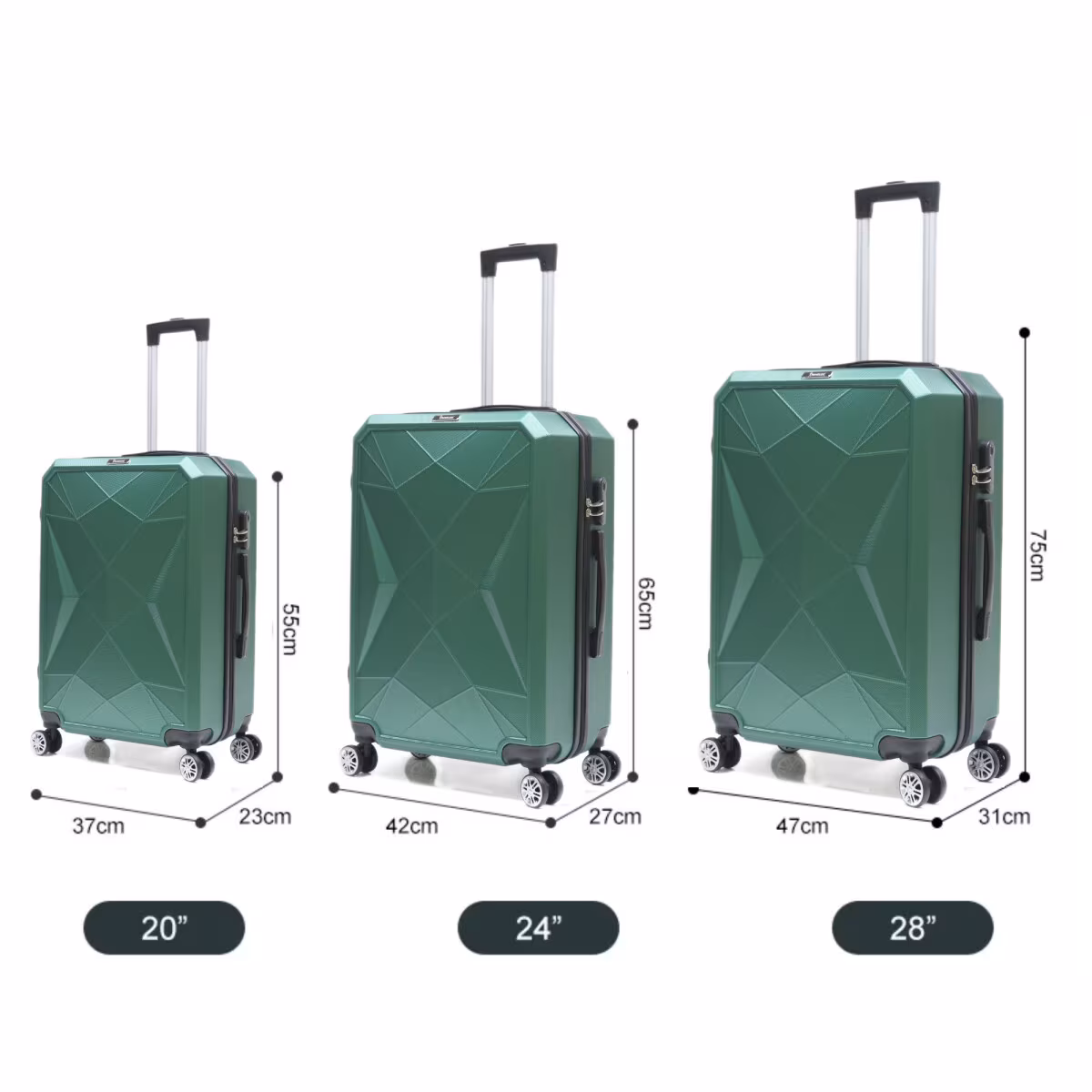 Reisekoffer ABS-03 Koffer 3-teilig Hartschale Trolley Set Kofferset Ha