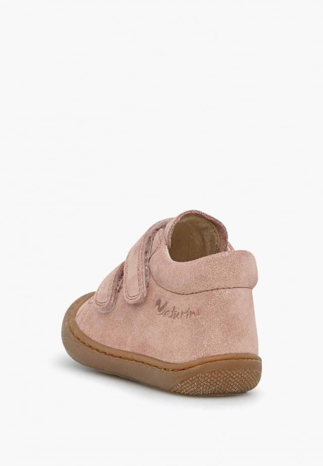 NATURINO COCOON VLLauflernschuhe aus Veloursleder in Glitter-Optik, Altrosa