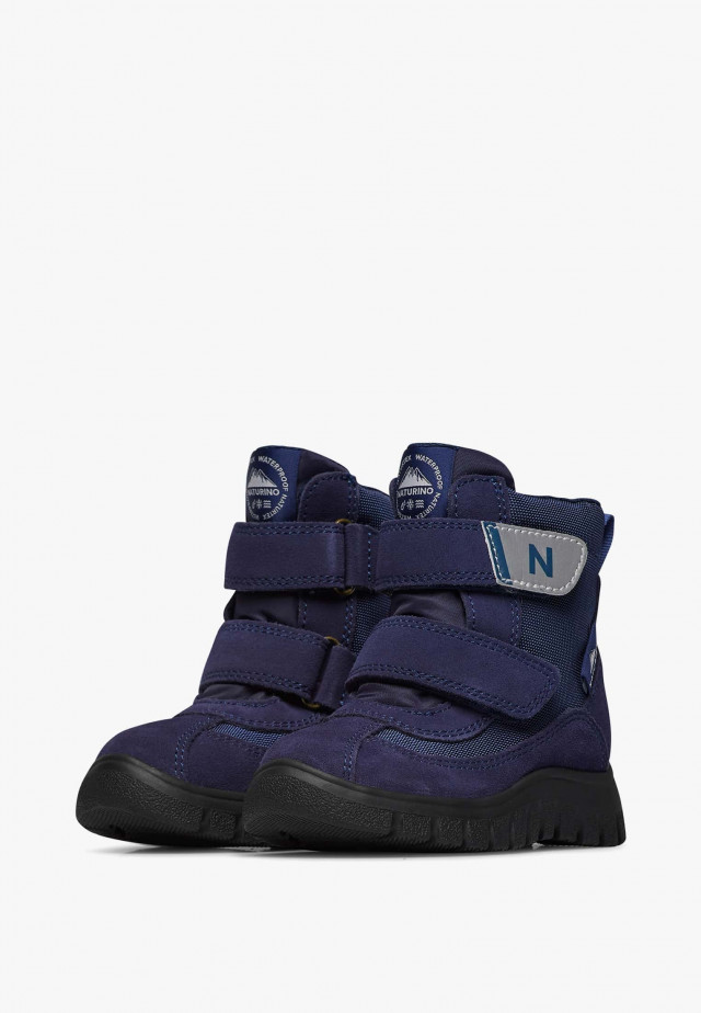 NATURINO THORENS 3 VL WP.Stiefel aus Veloursleder und technischem Gewebe, Marineblau