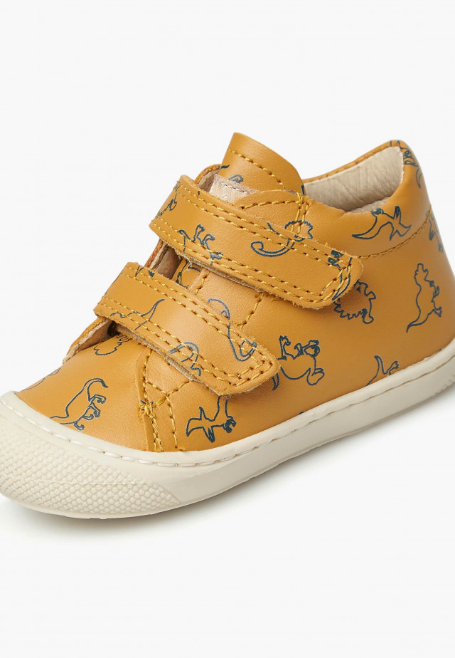 NATURINO COCOON VLLauflernschuhe aus Leder mit Dinosaurien-Print, Kürbis
