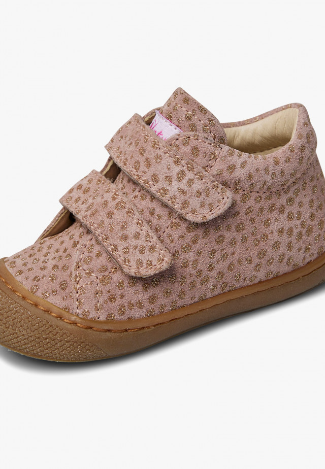 NATURINO COCOON VLLauflernschuhe aus Veloursleder mit Pony-Print, Rosa-Platin
