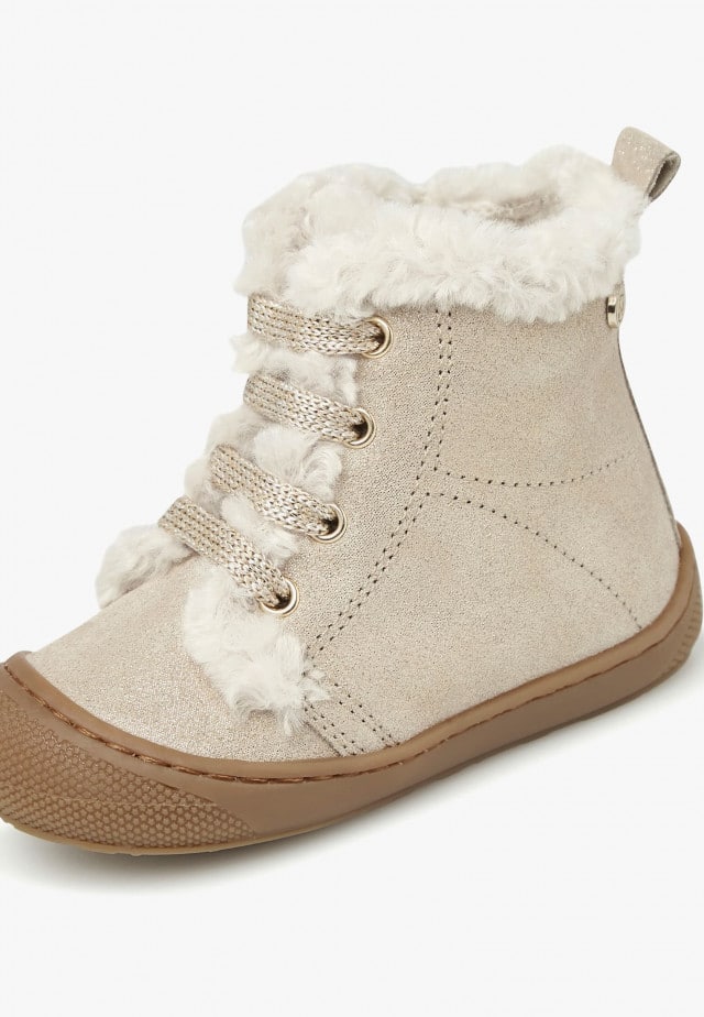 NATURINO BEBAYStiefeletten aus Veloursleder und Wolle, Platin