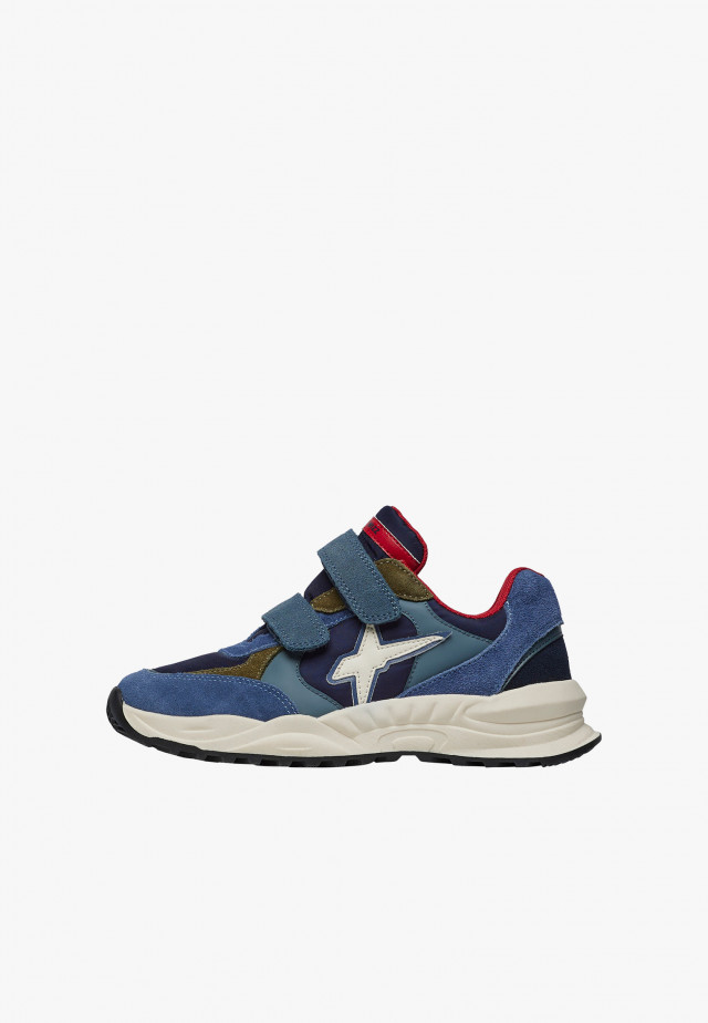 CHEWINGUM JUNIOR VL.Sneakers aus Veloursleder und technischem Gewebe, Marineblau
