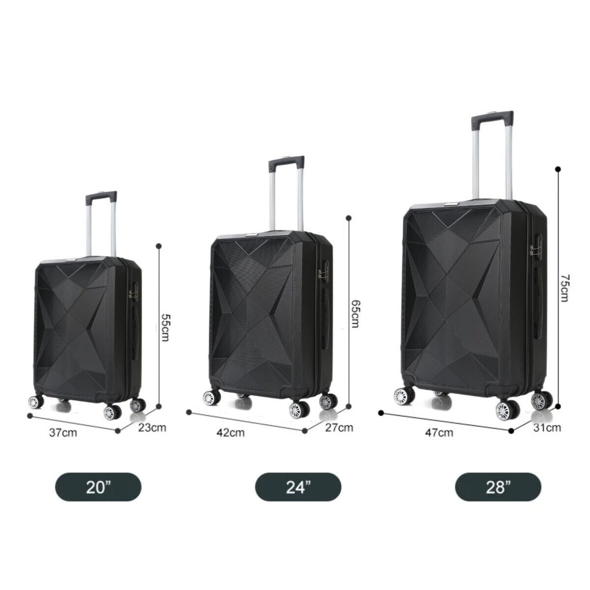 Reisekoffer ABS-03 Koffer 3-teilig Hartschale Trolley Set