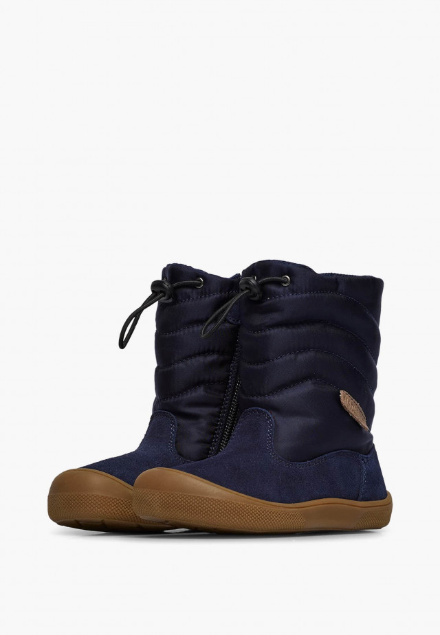 NATURINO BISQUI ZIP WPBarfußstiefel aus Leder und Stoff, Marineblau