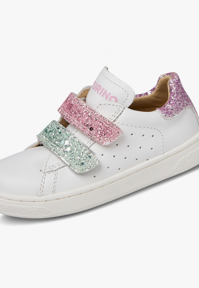 NATURINO HASSELT 2 VL.Sneakers aus Leder und Glitter, Weiß