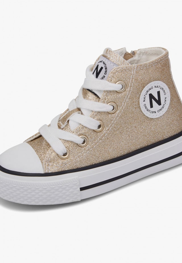 NATURINO YLFAS.Sneakers aus glitzerndem Stoff, Platin