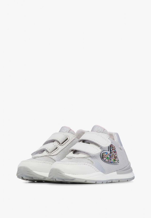 NATURINO QUELLY VL.Sneakers aus Leder un technischem Gewebe, Silber