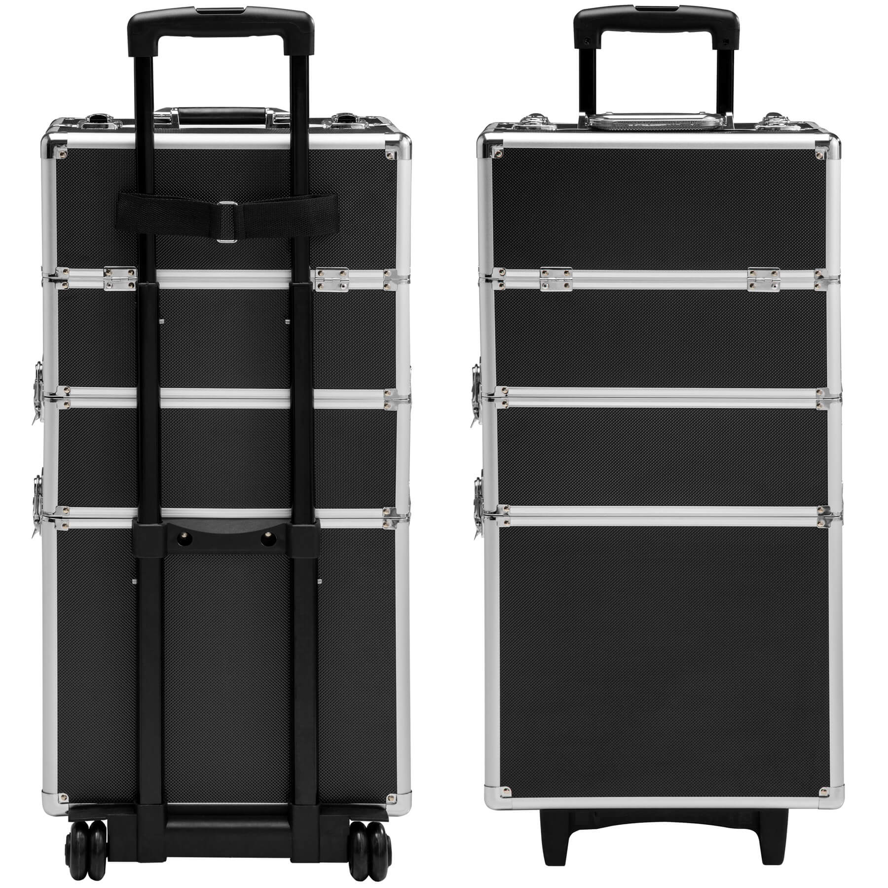 tectake® Kosmetikkoffer, 3 in 1 mit Innenverkleidung aus Samt, abgerundete Ecken mit Schutz-Beschlägen, 35 x 25 x 68 cm