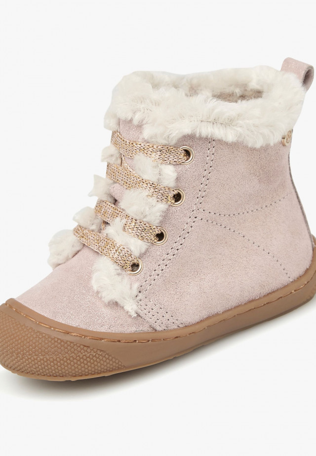 NATURINO BEBAYStiefeletten aus Veloursleder und Wolle, Rosa