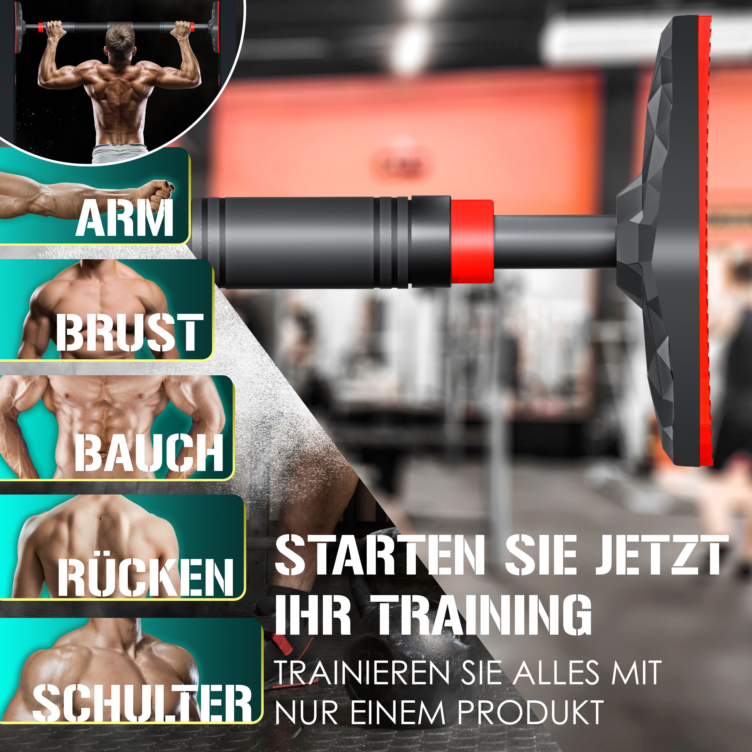 KESSER® Klimmzugstange Türrahmen verstellbar, Pull Up Bar Heimturnhalle, Reckstange ohne Schrauben/Bohren, 68-106 cm Ausziehbar, Tragfähigkeit bis zu 300Kg & rutschfeste Griffe, inkl. Resistenzbänder