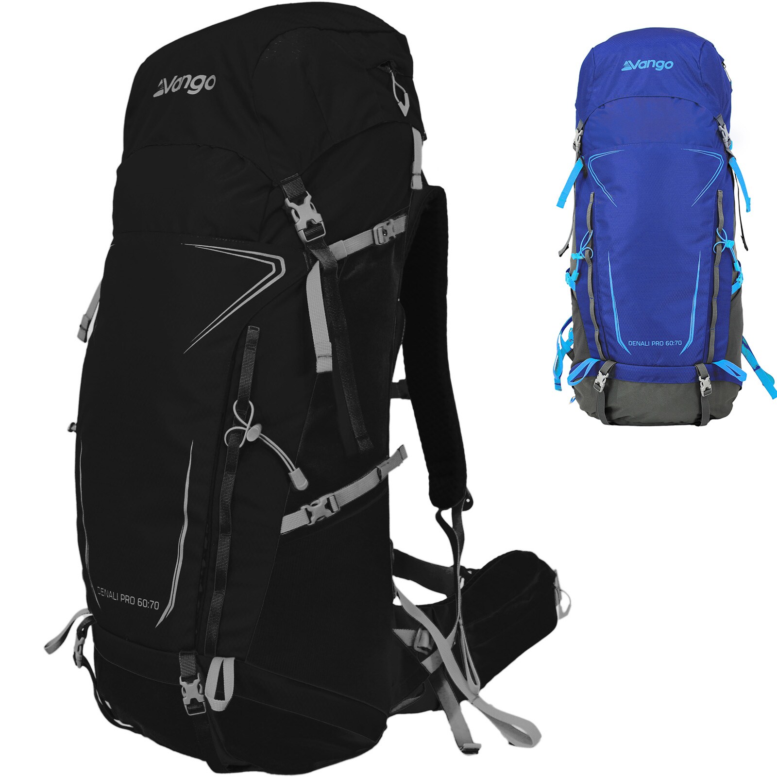 VANGO Trekkingrucksack Denali Pro 60:70 L Outdoor Wander Rucksack Regenschutz Farbe: Classic Blue