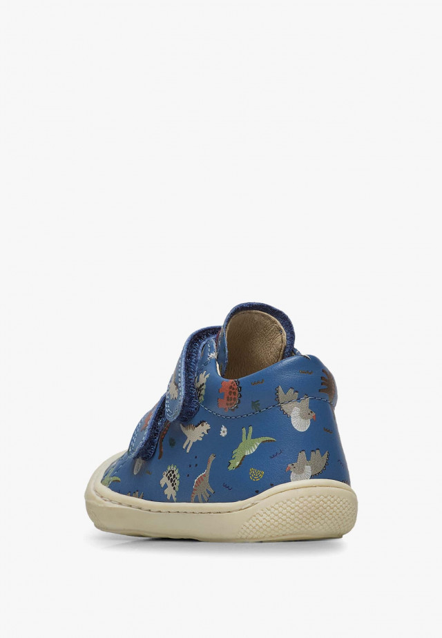 NATURINO COCOON VLLauflernschuhe aus Leder mit Dinosaurier-Print, Azurblau
