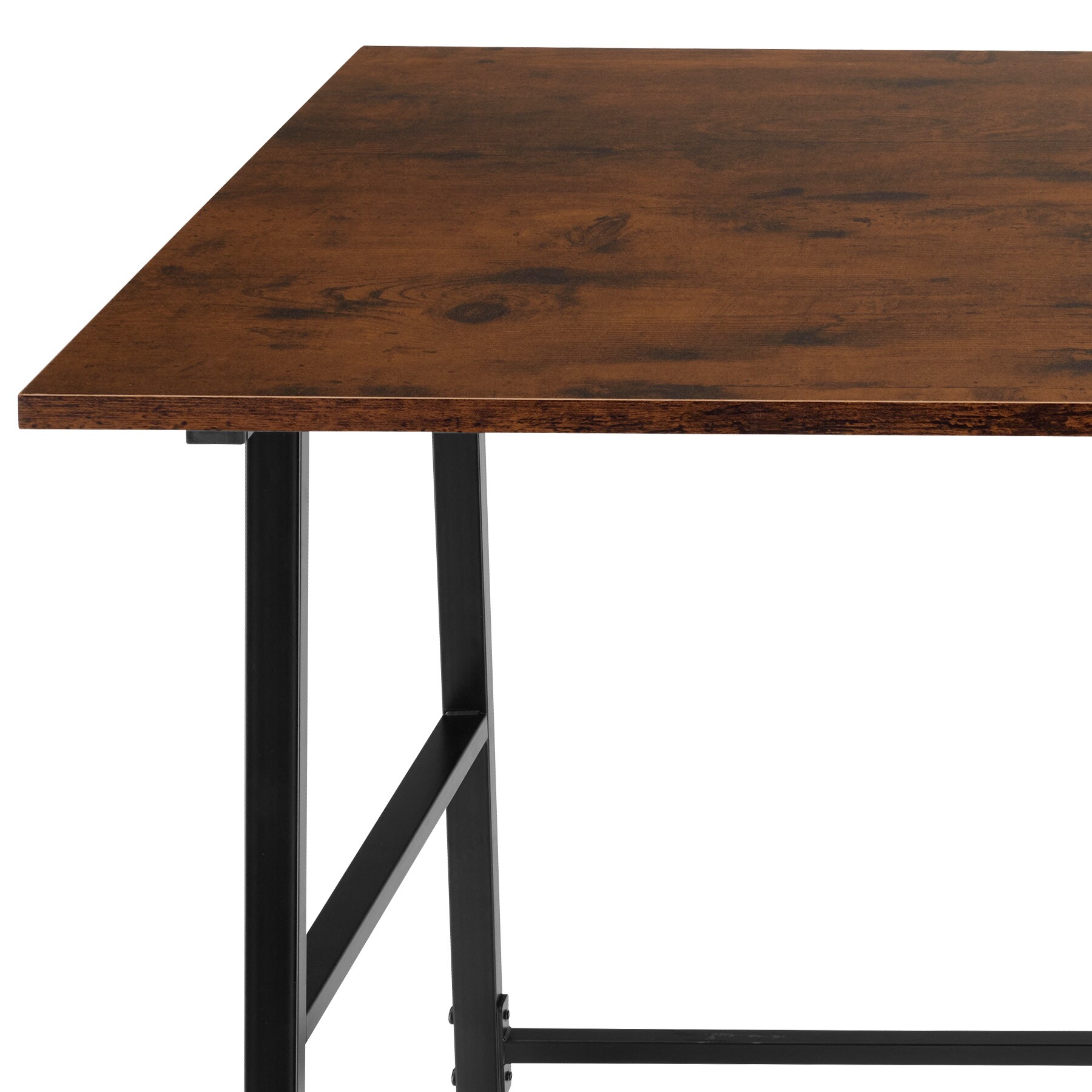 tectake® Schreibtisch, Industrial Style, trapezförmiges Gestell, Seitenregal mit 2 Ablagefächern, 120 x 50 x 73,5 cm