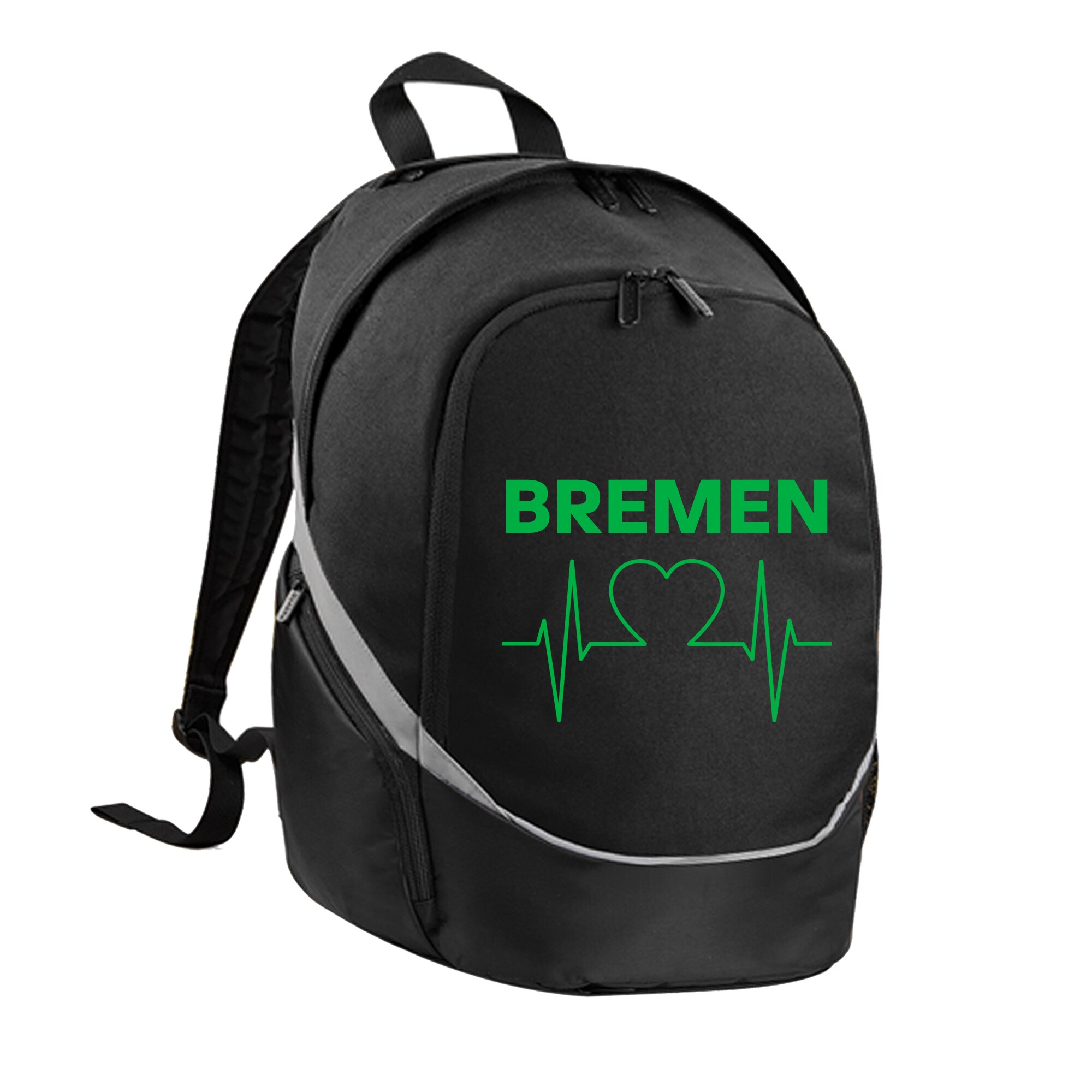 multifanshop® Rucksack - Bremen - Herzschlag - Druck grün