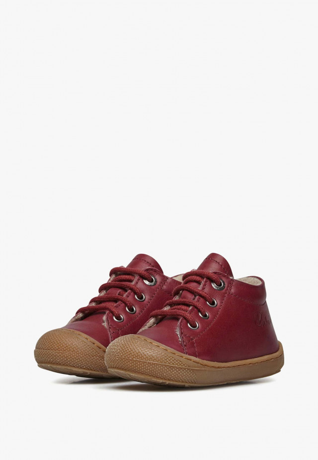 NATURINO COCOONLauflernschuhe aus Leder mit Wollfutter, Granatapfelrot
