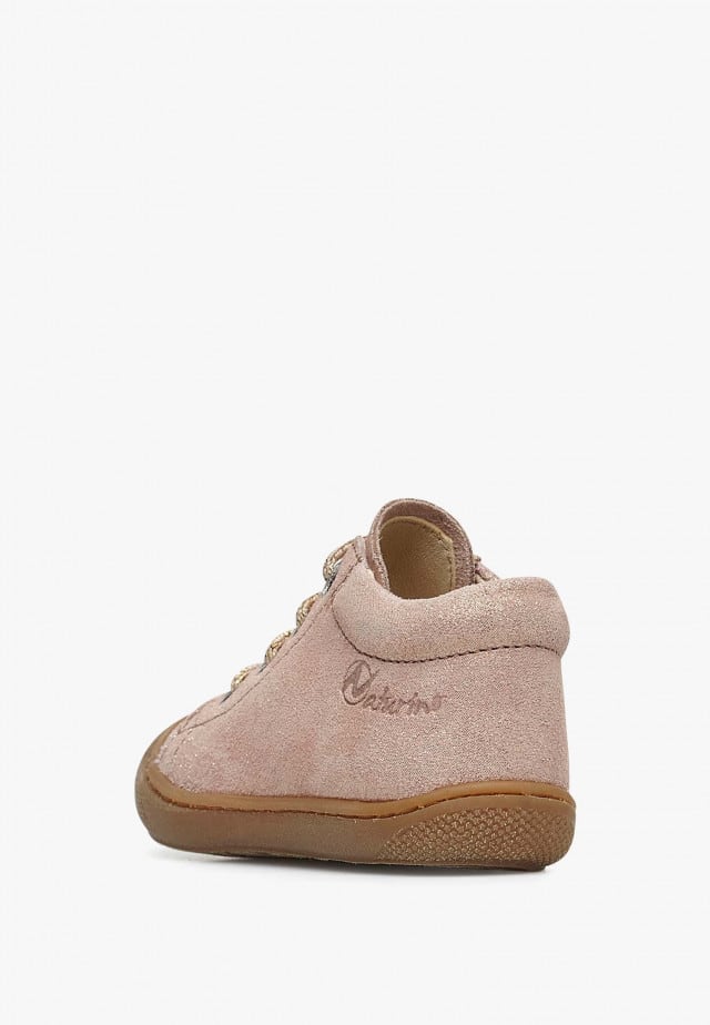 NATURINO COCOONLauflernschuhe aus Veloursleder in Glitter-Optik, Altrosa