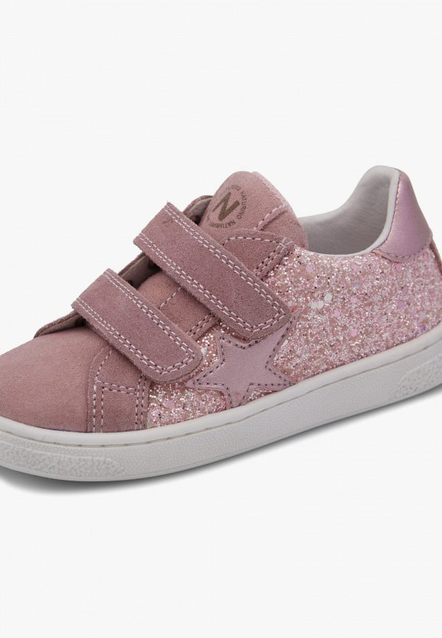 NATURINO PINN VL.Sneakers aus Veloursleder und Glitter, Rosa