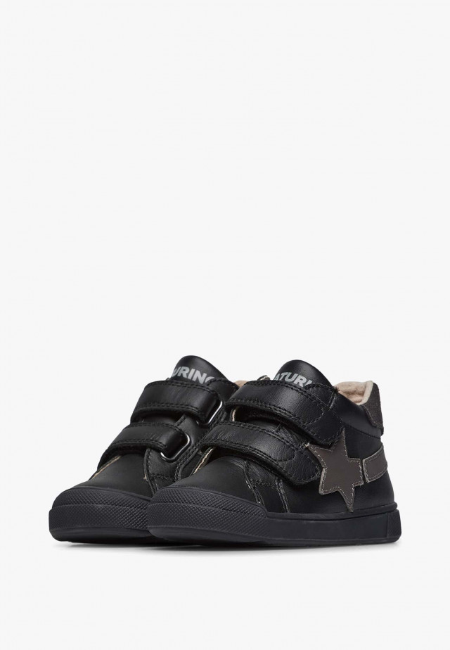 NATURINO SINGERY VL.Sneakers aus Leder mit Stern, Schwarz
