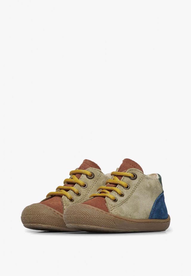 NATURINO ROMYLauflernschuhe aus Leder und Veloursleder, Grau-Indigo
