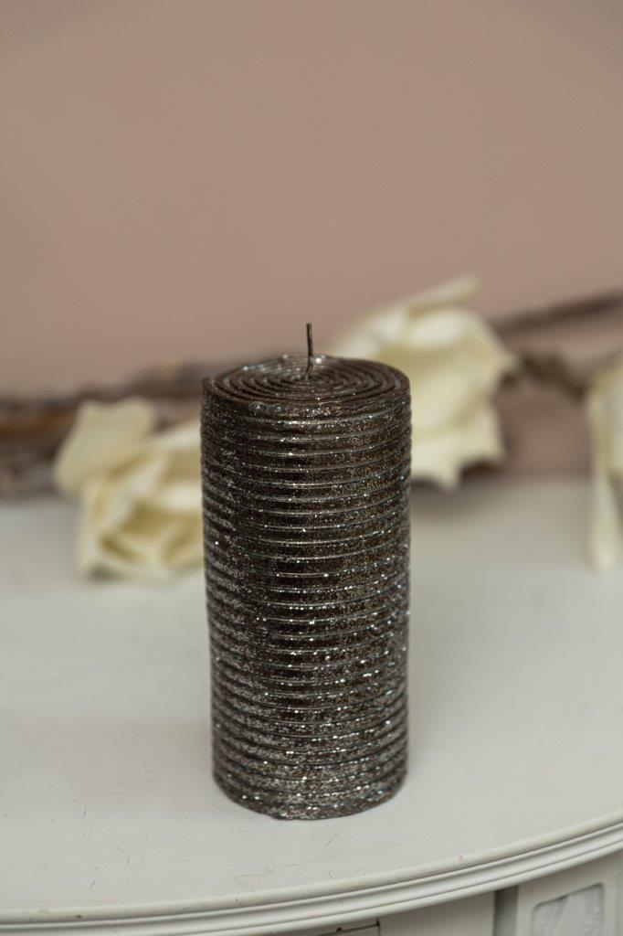 Kerze - braun - 15 cm