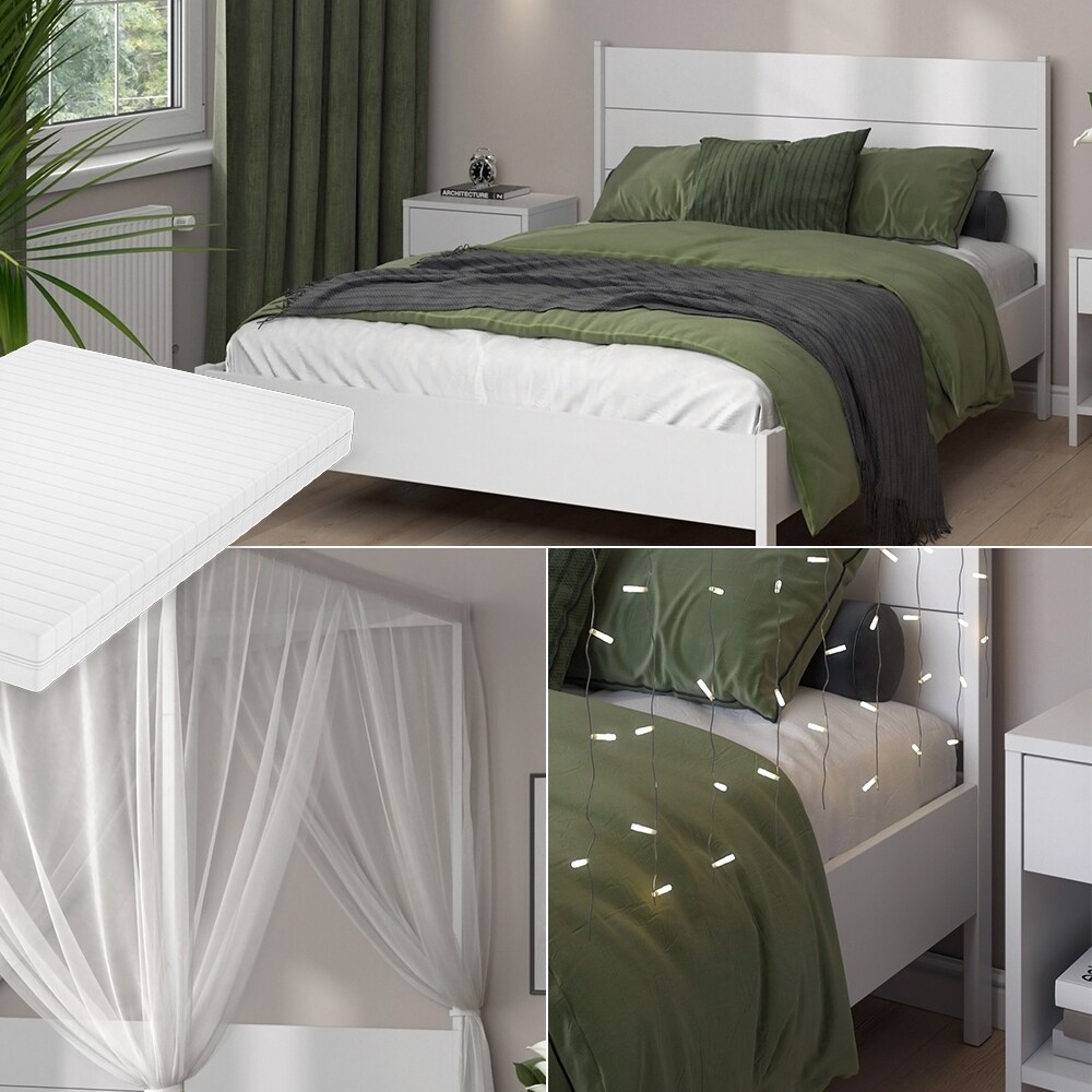 Vitalispa Schlafzimmerbett Lotti Weiß 145 x 210 cm mit Matratze