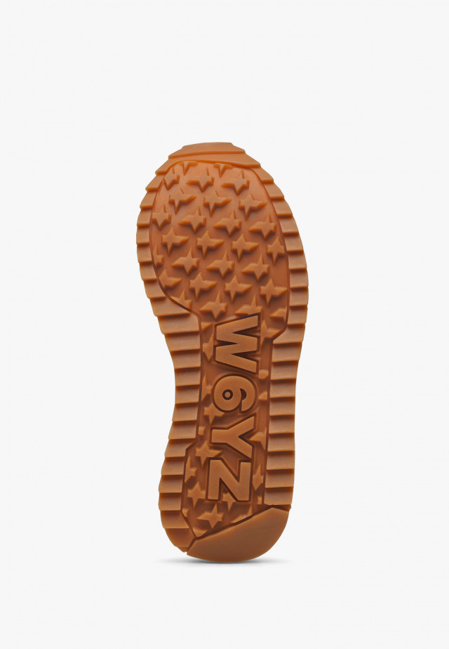 YAK-J.Sneakers aus Veloursleder und technischem Gewebe, Braun-Weiß